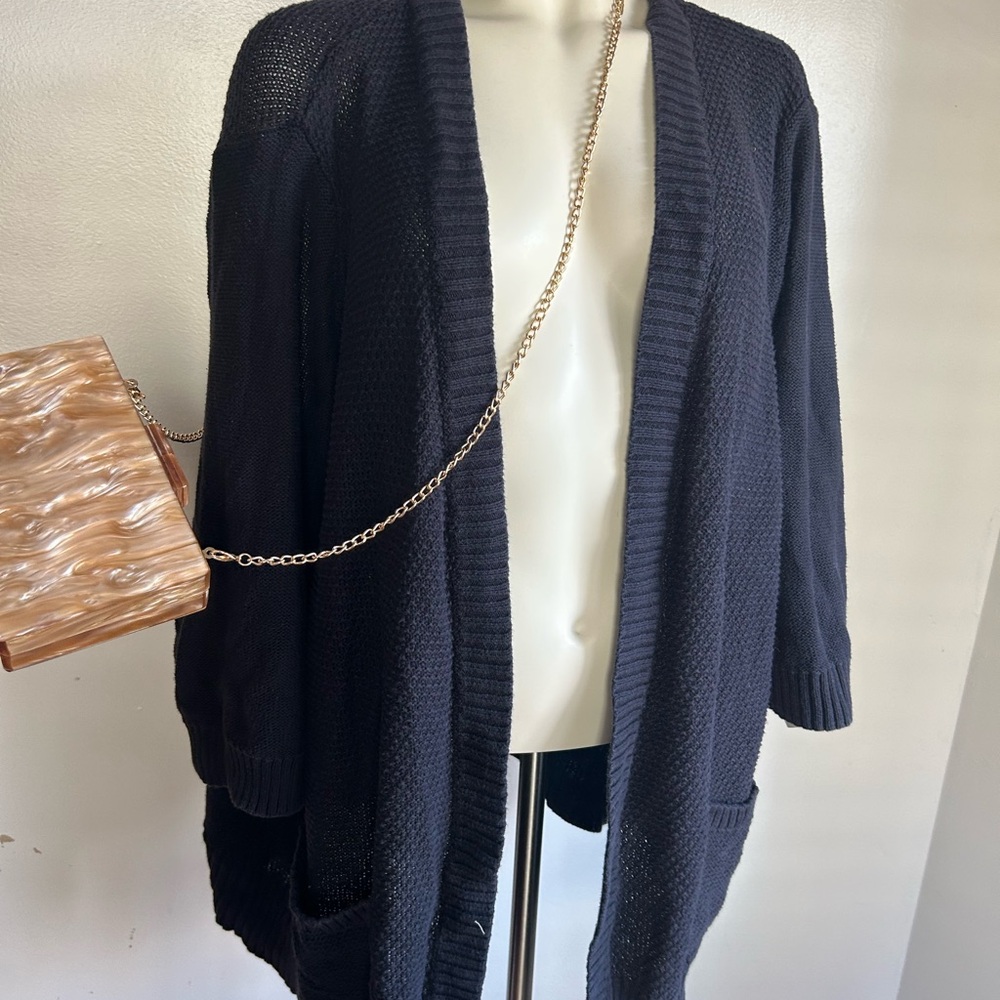 Women's Black Open-Front Cardigan Sweater plus size sonoma 3x